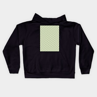 Green and Cream Distorted Warped Checkerboard Pattern III Kids Hoodie